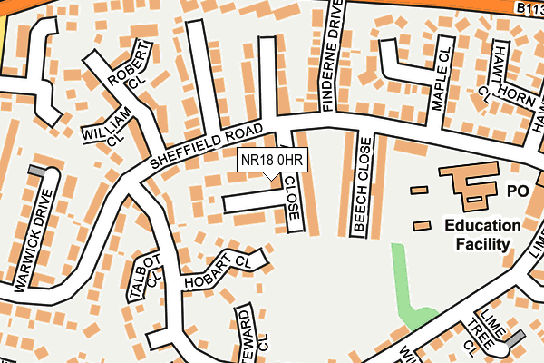 NR18 0HR map - OS OpenMap – Local (Ordnance Survey)