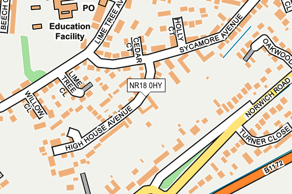 NR18 0HY map - OS OpenMap – Local (Ordnance Survey)
