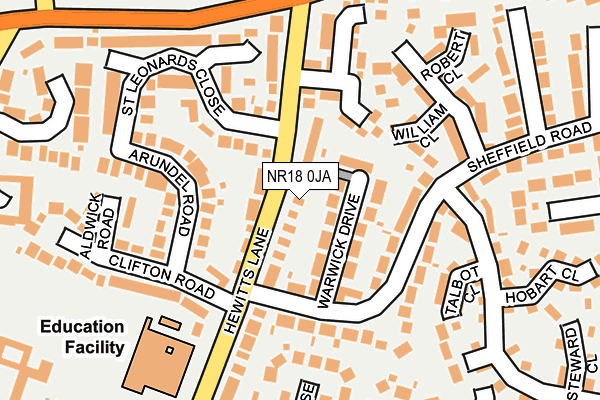NR18 0JA map - OS OpenMap – Local (Ordnance Survey)