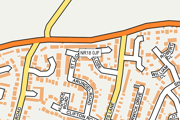 NR18 0JF map - OS OpenMap – Local (Ordnance Survey)