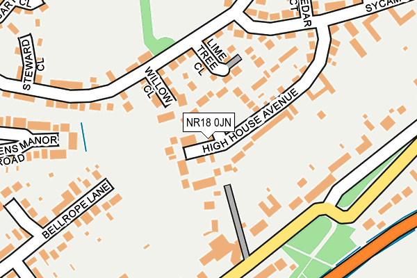 NR18 0JN map - OS OpenMap – Local (Ordnance Survey)