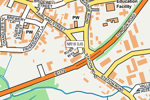 NR18 0JS map - OS OpenMap – Local (Ordnance Survey)