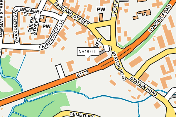 NR18 0JT map - OS OpenMap – Local (Ordnance Survey)