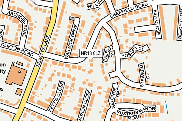 NR18 0LZ map - OS OpenMap – Local (Ordnance Survey)