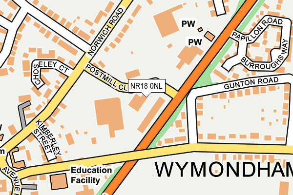 Map of WYMONDHAM PLUMBING SUPPLIES LTD at local scale