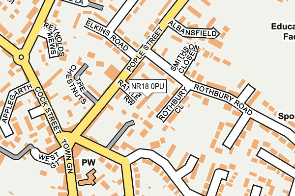 NR18 0PU map - OS OpenMap – Local (Ordnance Survey)