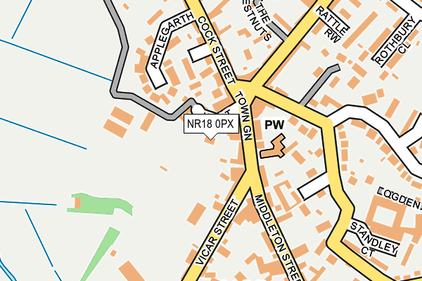 NR18 0PX map - OS OpenMap – Local (Ordnance Survey)