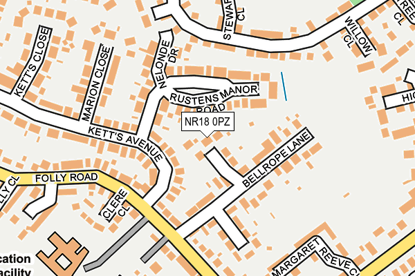 NR18 0PZ map - OS OpenMap – Local (Ordnance Survey)