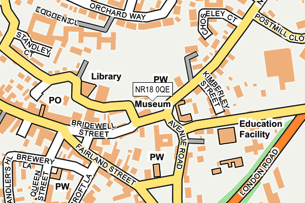 NR18 0QE map - OS OpenMap – Local (Ordnance Survey)