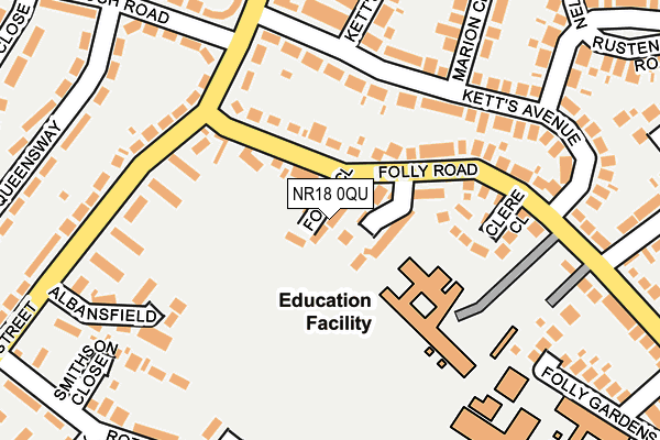 NR18 0QU map - OS OpenMap – Local (Ordnance Survey)