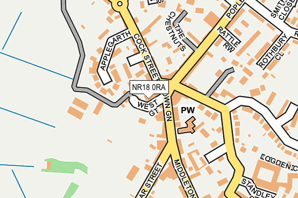 NR18 0RA map - OS OpenMap – Local (Ordnance Survey)