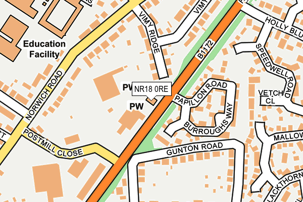 NR18 0RE map - OS OpenMap – Local (Ordnance Survey)