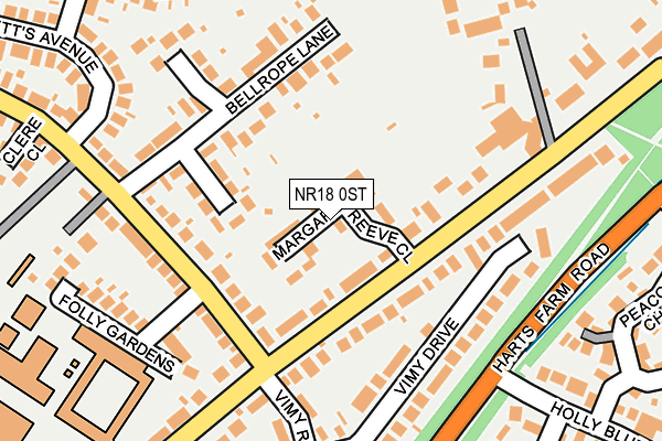 NR18 0ST map - OS OpenMap – Local (Ordnance Survey)