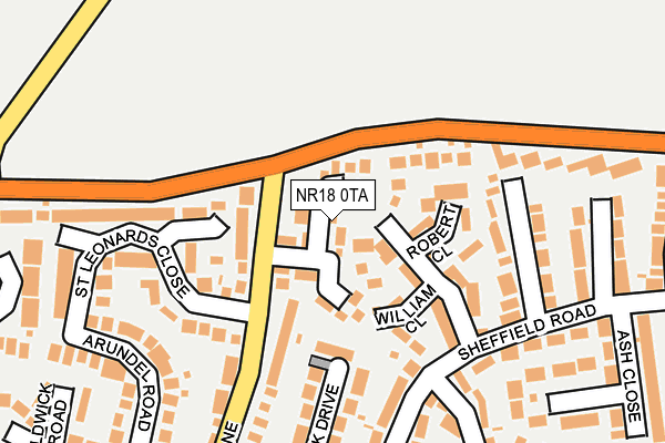 NR18 0TA map - OS OpenMap – Local (Ordnance Survey)