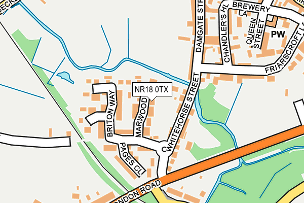 NR18 0TX map - OS OpenMap – Local (Ordnance Survey)