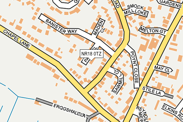 NR18 0TZ map - OS OpenMap – Local (Ordnance Survey)