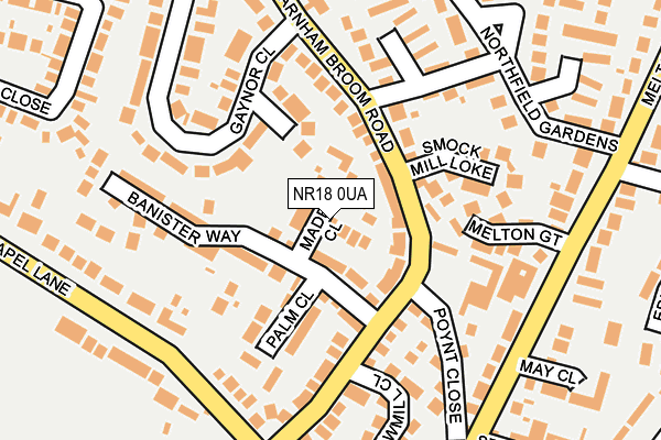 NR18 0UA map - OS OpenMap – Local (Ordnance Survey)