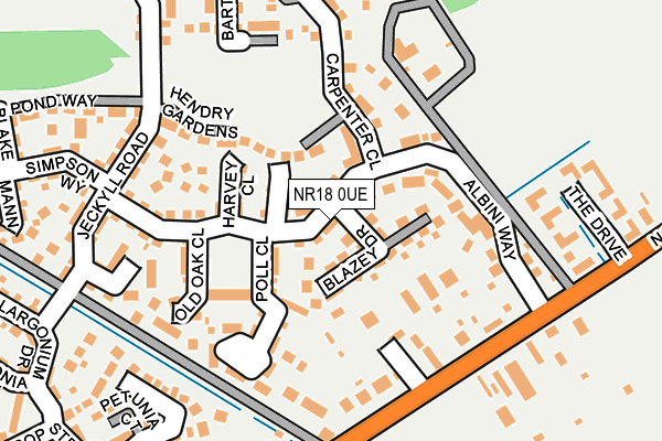 NR18 0UE map - OS OpenMap – Local (Ordnance Survey)
