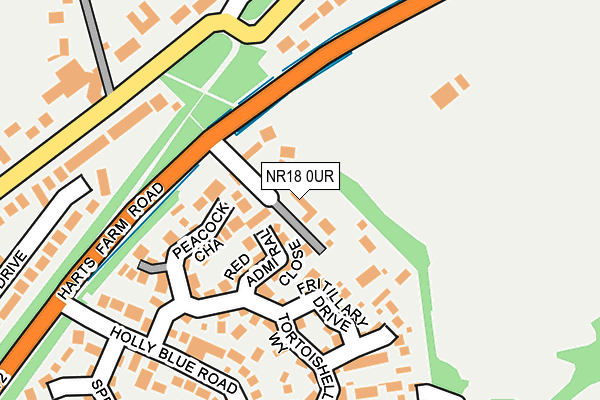 NR18 0UR map - OS OpenMap – Local (Ordnance Survey)