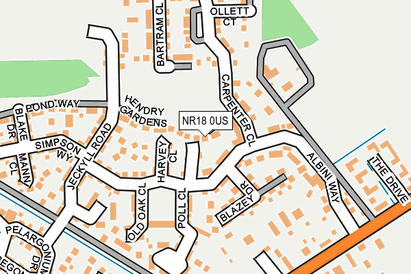 NR18 0US map - OS OpenMap – Local (Ordnance Survey)
