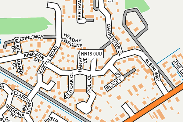 NR18 0UU map - OS OpenMap – Local (Ordnance Survey)