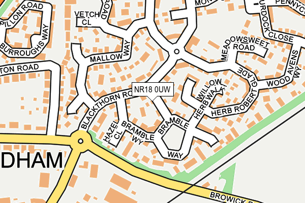 NR18 0UW map - OS OpenMap – Local (Ordnance Survey)