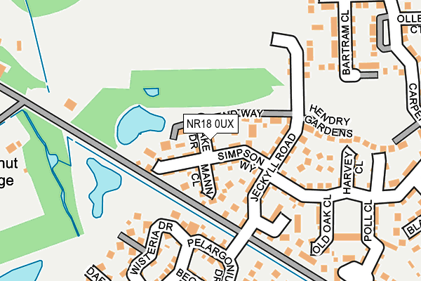 NR18 0UX map - OS OpenMap – Local (Ordnance Survey)