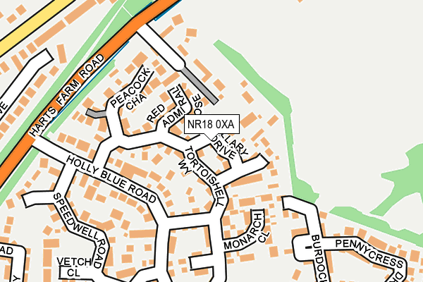 NR18 0XA map - OS OpenMap – Local (Ordnance Survey)
