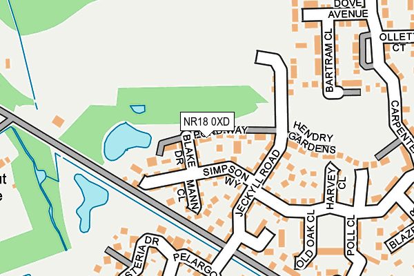 NR18 0XD map - OS OpenMap – Local (Ordnance Survey)