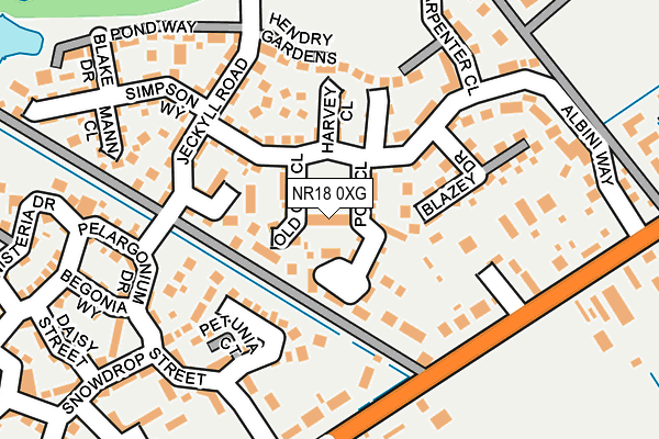 NR18 0XG map - OS OpenMap – Local (Ordnance Survey)