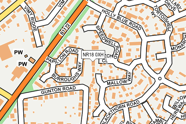 NR18 0XH map - OS OpenMap – Local (Ordnance Survey)