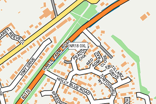 NR18 0XL map - OS OpenMap – Local (Ordnance Survey)
