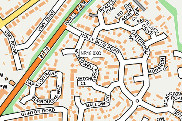 NR18 0XQ map - OS OpenMap – Local (Ordnance Survey)