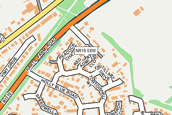NR18 0XW map - OS OpenMap – Local (Ordnance Survey)