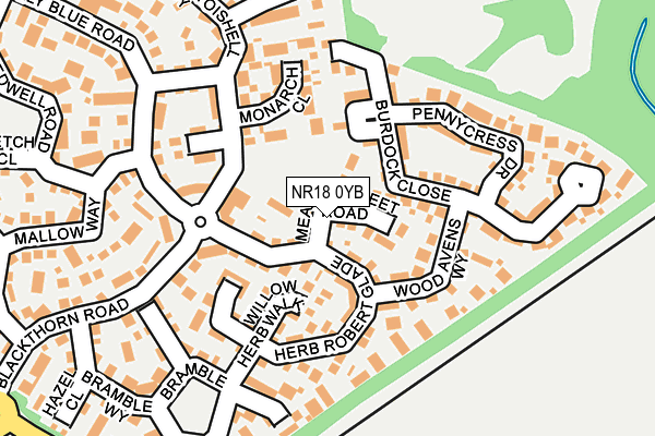 NR18 0YB map - OS OpenMap – Local (Ordnance Survey)