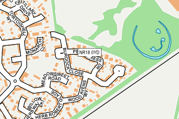 NR18 0YD map - OS OpenMap – Local (Ordnance Survey)