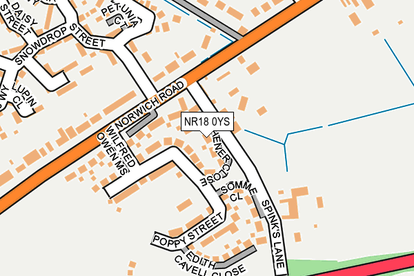 NR18 0YS map - OS OpenMap – Local (Ordnance Survey)