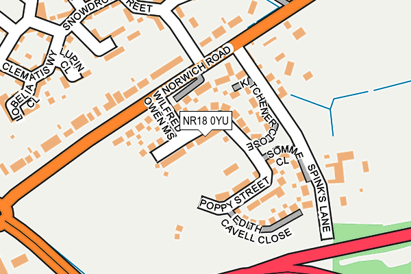 NR18 0YU map - OS OpenMap – Local (Ordnance Survey)
