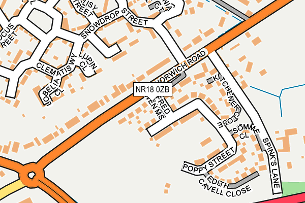 NR18 0ZB map - OS OpenMap – Local (Ordnance Survey)