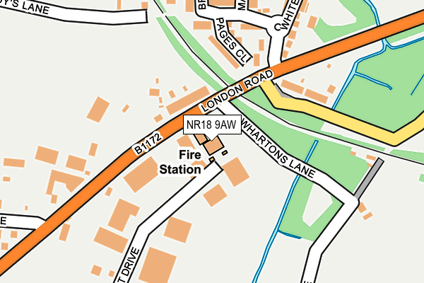 NR18 9AW map - OS OpenMap – Local (Ordnance Survey)