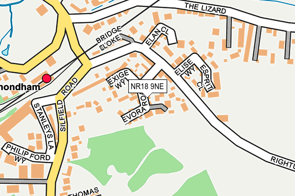 NR18 9NE map - OS OpenMap – Local (Ordnance Survey)