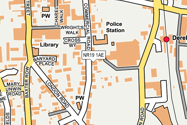NR19 1AE map - OS OpenMap – Local (Ordnance Survey)