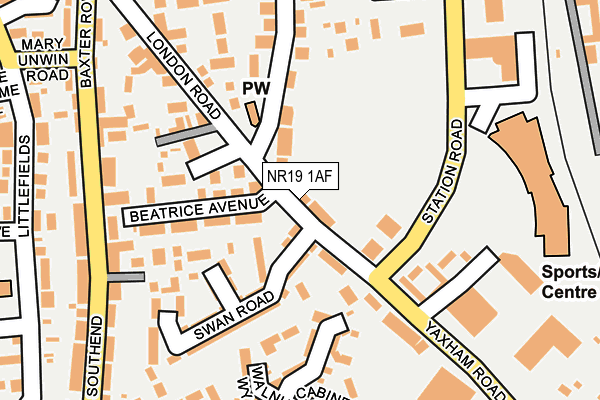 NR19 1AF map - OS OpenMap – Local (Ordnance Survey)