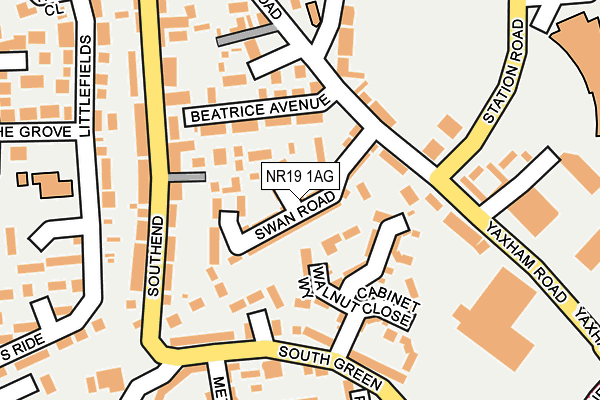 NR19 1AG map - OS OpenMap – Local (Ordnance Survey)