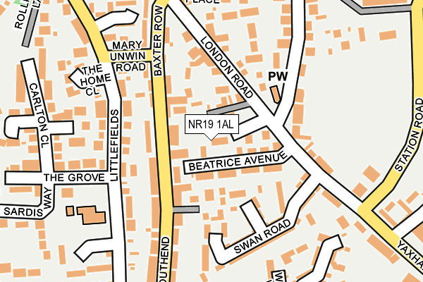 NR19 1AL map - OS OpenMap – Local (Ordnance Survey)