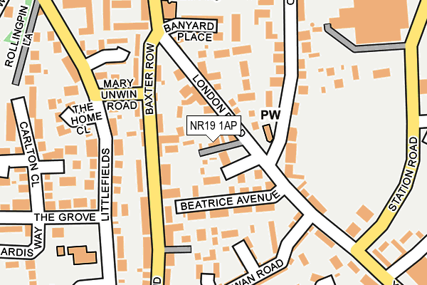 NR19 1AP map - OS OpenMap – Local (Ordnance Survey)