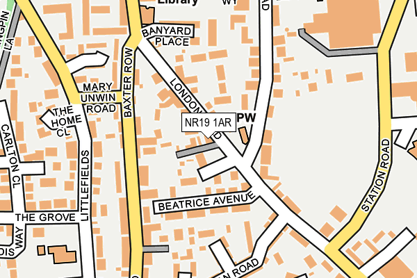 NR19 1AR map - OS OpenMap – Local (Ordnance Survey)