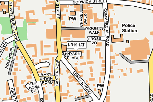 NR19 1AT map - OS OpenMap – Local (Ordnance Survey)