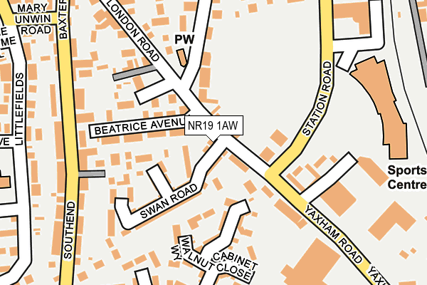 NR19 1AW map - OS OpenMap – Local (Ordnance Survey)