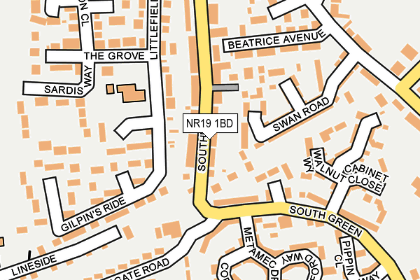 NR19 1BD map - OS OpenMap – Local (Ordnance Survey)